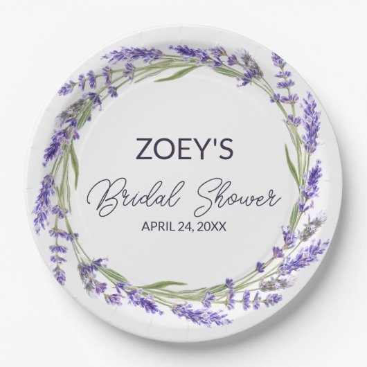 Liefde en Lavendel | Elegante Waterverf Bloemen Papieren Bordje (Voorkant)