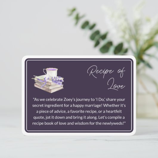 Liefde en Lavendel | Recept van Liefde Informatiekaartje (Staand voorkant)