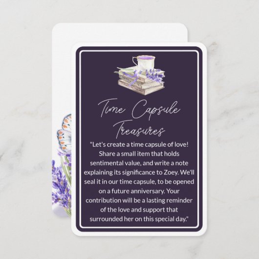 Liefde en Lavendel | Tijdcapsuleschatten Informatiekaartje (Voorkant / Achterkant)