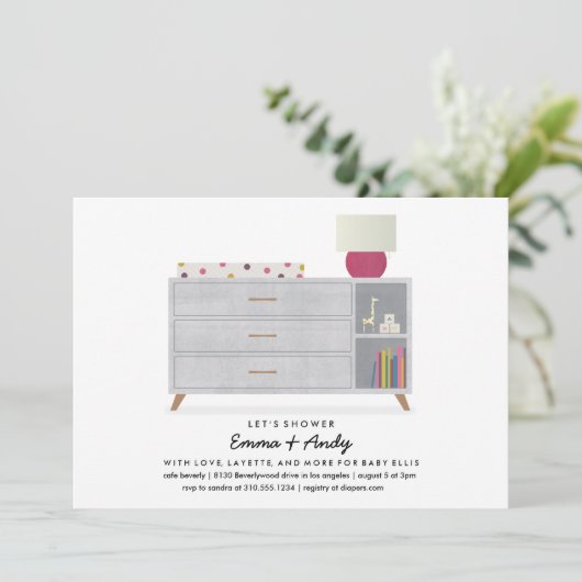 Liefde en Layette Baby Shower-uitnodigingen Kaart (Staand voorkant)