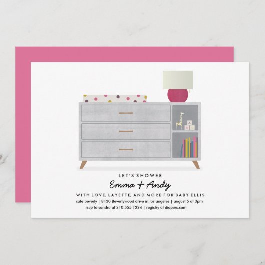 Liefde en Layette Baby Shower-uitnodigingen Kaart (Voorkant / Achterkant)