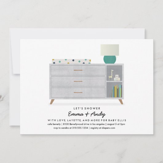 Liefde en Layette Baby Shower-uitnodigingen Kaart (Voorkant)