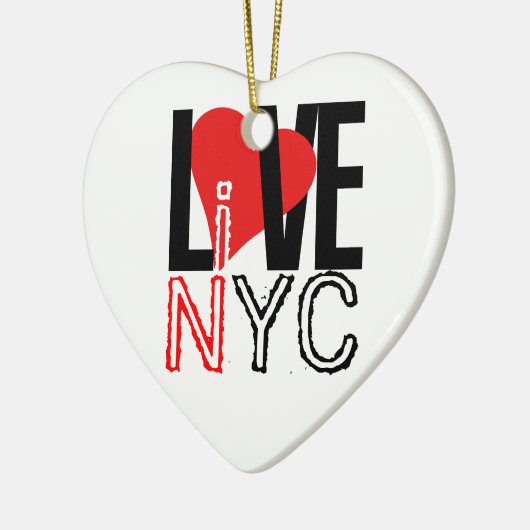 Liefde en leef in NYC Heart Ornament Black White (Links)