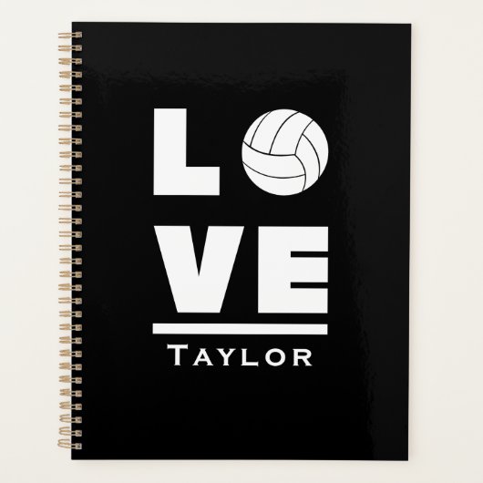Liefde en Leef Volleybal Sport Fan Aangepaste Naam Planner (Voorkant)