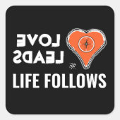 Liefde en leven v2a vierkant sticker (Voorkant)