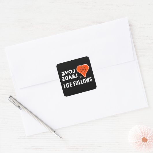 Liefde en leven v2a vierkante sticker (Envelop)