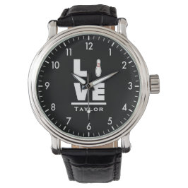 Liefde en levende tenpin Bowling Bowler Sports Fan Horloge