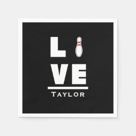 Liefde en levende tenpin Bowling Bowler Sports Fan Servet