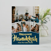 Liefde en Licht | Chanoeka familie foto Collage Folie Feestdagenkaart (Staand Voorkant)