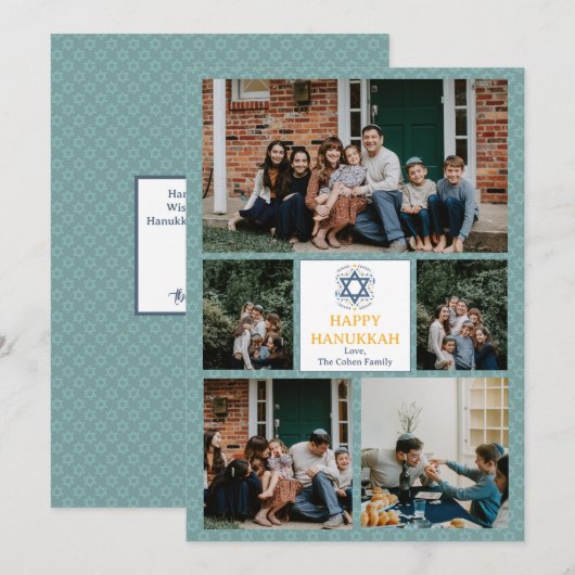 Liefde en Licht | Chanoeka familie fotocollage Feestdagenkaart (Voorkant / Achterkant)