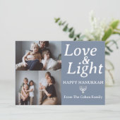 Liefde en Licht | Chanoeka familie fotocollage Feestdagenkaart (Staand voorkant)