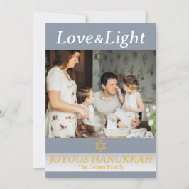 Liefde en Licht | Eenvoudige Chanoeka familie foto Feestdagenkaart