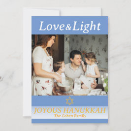 Liefde en Licht | Eenvoudige Chanoeka familie foto Feestdagenkaart