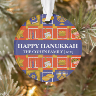 Liefde en Licht Eenvoudige Elegante Chanoeka fam Ornament