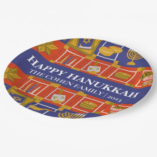 Liefde en Licht | Eenvoudige Elegante Chanoeka fam Papieren Bordje (Gekanteld)