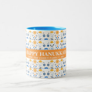 Liefde en Licht Eenvoudige Elegante Chanoeka fam Tweekleurige Koffiemok