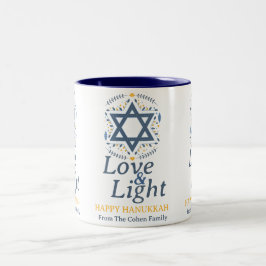 Liefde en Licht | Eenvoudige Hanukkah-familie Tweekleurige Koffiemok