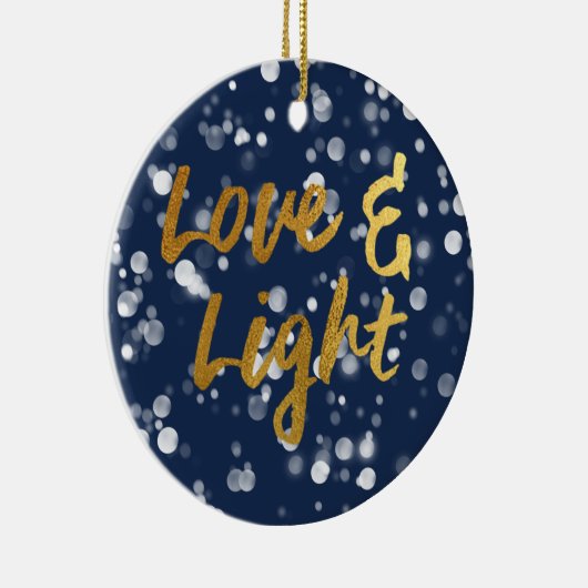 Liefde en licht | Faux-Folie Lovely Bokeh Hanukkah Keramisch Ornament (Rechts)