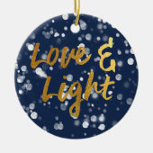 Liefde en licht | Faux-Folie Lovely Bokeh Hanukkah Keramisch Ornament (Voorkant)