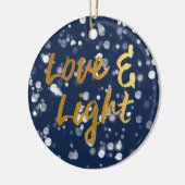 Liefde en licht | Faux-Folie Lovely Bokeh Hanukkah Keramisch Ornament (Links)