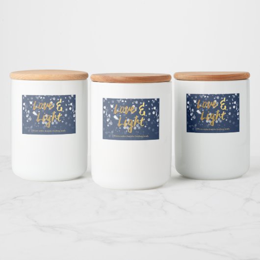 Liefde en licht | Faux-Folie Lovely Bokeh Hanukkah Voedselcontainer Etiket (Flessen)