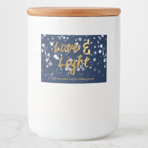 Liefde en licht   Faux-Folie Lovely Bokeh Hanukkah Voedselcontainer Etiket