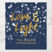 Liefde en licht | Faux-Folie Lovely Bokeh Hanukkah Wijn Etiket (Enkel label)