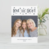 Liefde en licht | Foto en Stars Hanukkah Feestdagenkaart (Staand voorkant)
