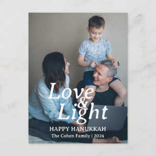 Liefde en licht Hanukkah familie Een foto Feestdagenkaart