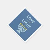 "Liefde en Licht" Joodse Menorah Blauwe Chanoeka Servet (Hoek)