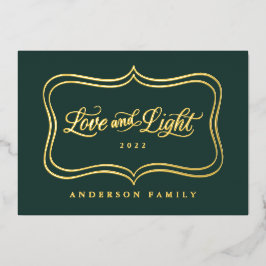 Liefde en Licht Klassieke Gouden Lijst Folie Feestdagenkaart