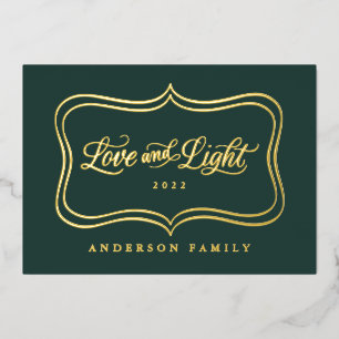 Liefde en Licht Klassieke Gouden Lijst Folie Feestdagenkaart