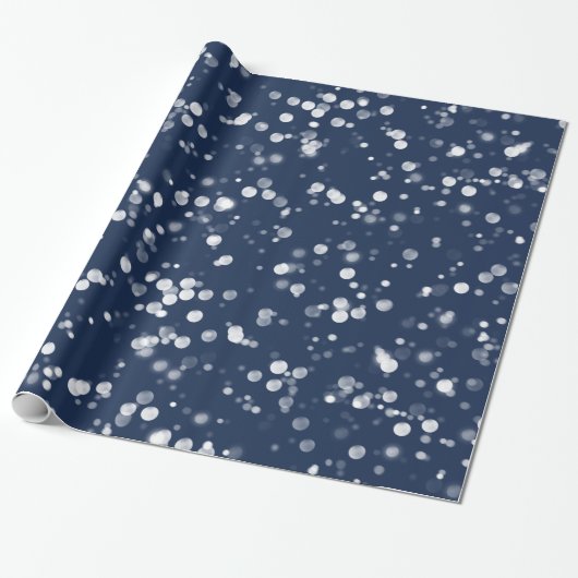 Liefde en licht | Lovely Navy Blue Bokeh Hanukkah Cadeaupapier (Uitgerold)