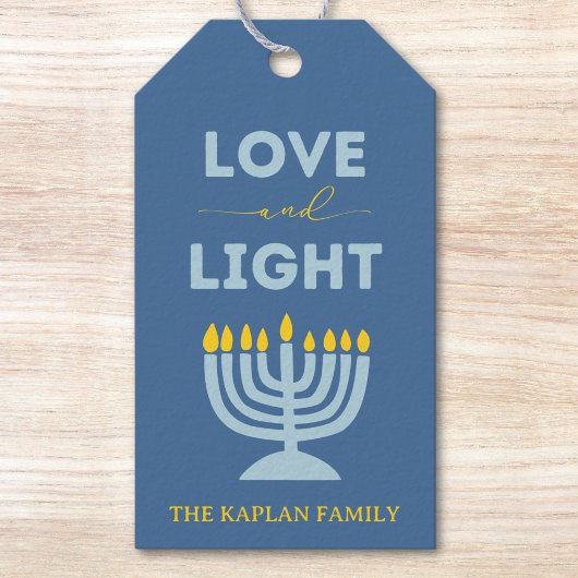 "Liefde en Licht" Menorah Gepersonaliseerde Chanoe Cadeaulabel