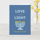 "Liefde en Licht" Menorah Gepersonaliseerde Chanoe Kaart (Gele Bloem)