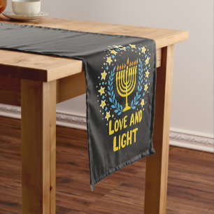 Liefde en Licht Menorah Joodse Chanoeka Vakantie Korte Tafelloper