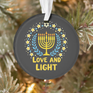 Liefde en Licht Menorah Joodse Chanoeka Vakantie Ornament