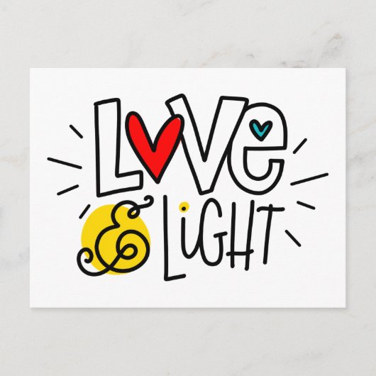 Liefde en Licht, met de hand geschreven Briefkaart (Voorkant)