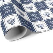 Liefde en licht | Modern Hanukkah Menorah Cadeaupapier (Rol Hoek)