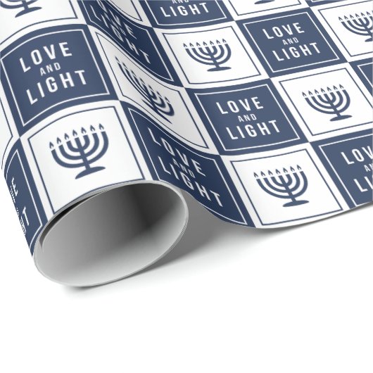 Liefde en licht | Modern Hanukkah Menorah Cadeaupapier (Rol Hoek)