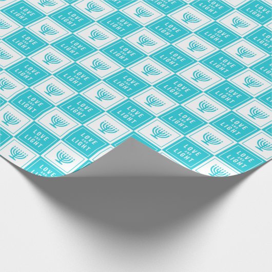 Liefde en licht | Modern Hanukkah Menorah Cadeaupapier (Hoek)