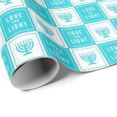 Liefde en licht | Modern Hanukkah Menorah Cadeaupapier (Rol Hoek)