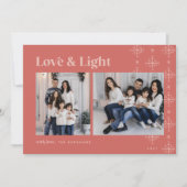Liefde en licht | Modern Snowflakes Hanukkah Feestdagenkaart (Voorkant)
