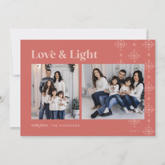 Liefde en licht | Modern Snowflakes Hanukkah Feestdagenkaart (Voorkant)