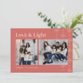 Liefde en licht | Modern Snowflakes Hanukkah Feestdagenkaart (Staand voorkant)