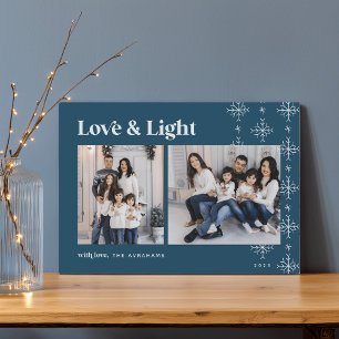 Liefde en licht   Modern Snowflakes Hanukkah Feestdagenkaart