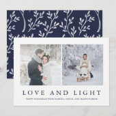 Liefde en Licht | Moderne Chanoeka Twee Foto Feestdagenkaart (Voorkant / Achterkant)