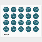 Liefde en Licht Script Blauw Groen Naam Kerstmis Ronde Sticker (Vel)