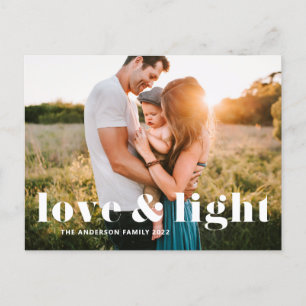 Liefde en Licht Vette Typografie Hanukkah Foto Feestdagenkaart