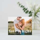 Liefde en Licht Vette Typografie Hanukkah Foto Feestdagenkaart (Staand voorkant)